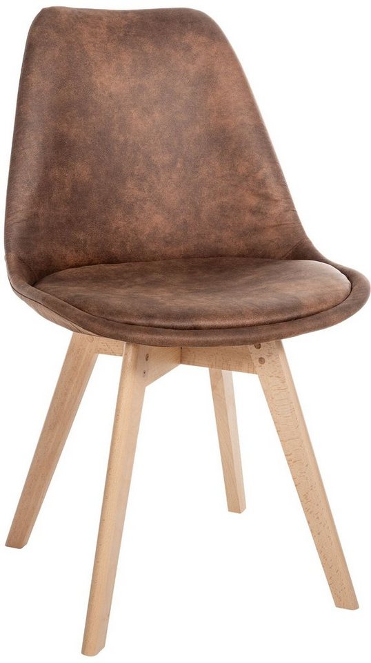 CLP Küchenstuhl Linares, mit Rückenlehne und Holzbeinen von CLP