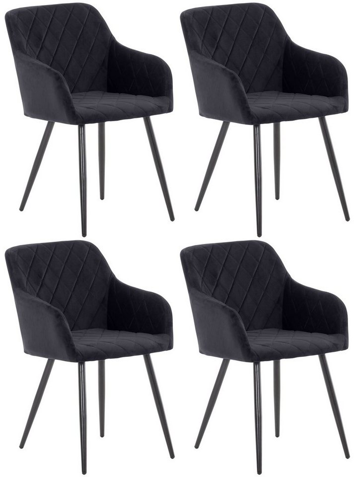 CLP Küchenstuhl Shila (4er Set, 4 St), Metall, Samt/ Stoff, mit Armlehnen von CLP