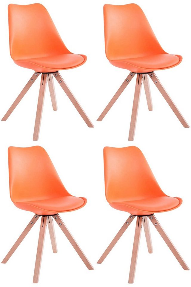 CLP Küchenstuhl Toulouse Kunstleder Square (4er Set, 4 St), Holzbeine von CLP