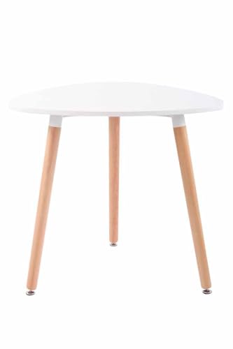 CLP Küchentisch ABENRA I Esstisch Mit MDF Tischplatte I Bistrotisch Mit Buchenholzgestell, Farbe:weiß, Größe:80 cm von CLP