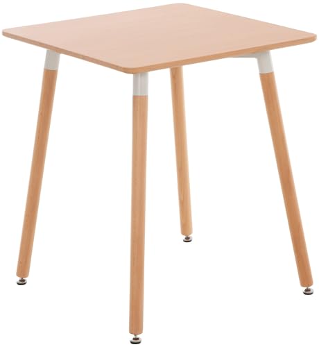 CLP Küchentisch Viborg I Esstisch Im Skandinavischen Design Für Wohnzimmer Mit MDF Tischplatte I Buchenholzgestell, Justierbare Bodenschoner, Farbe:Natura, Größe:60 cm von CLP