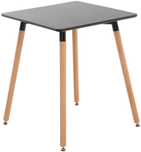 CLP Küchentisch Viborg I Esstisch Im Skandinavischen Design Für Wohnzimmer Mit MDF Tischplatte I Buchenholzgestell, Justierbare Bodenschoner, Farbe:schwarz, Größe:60 cm von CLP