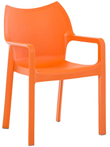CLP Kunststoff-Gartenstuhl Diva mit Armlehnen I XXL- Kunststoffstuhl mit Einer Belastbarkeit von 160 kg, Farbe:orange von CLP