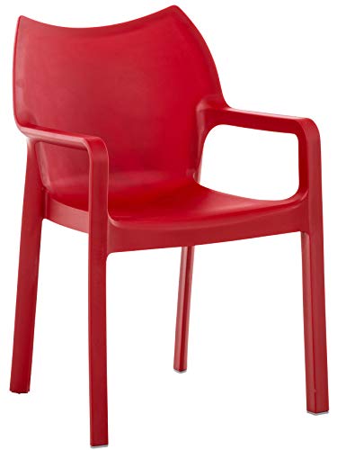 CLP Kunststoff-Gartenstuhl Diva mit Armlehnen I XXL- Kunststoffstuhl mit Einer Belastbarkeit von 160 kg, Farbe:rot von CLP