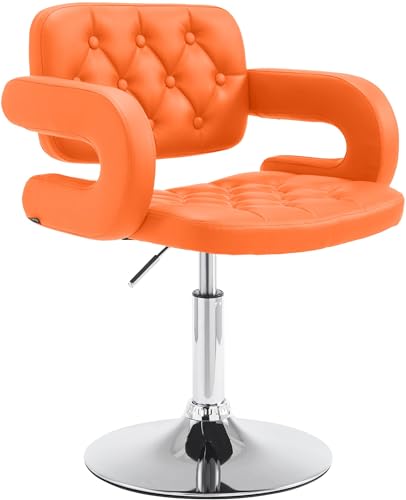 CLP Lounger Dublin Kunstleder-Bezug I Polsterstuhl Höhenverstellbar Und Drehbar, Farbe:orange von CLP