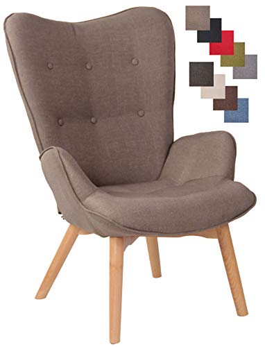 CLP Lounger Durham Mit Stoffbezug I Ohrensessel Mit Buchenholz Gestell I Loungesessel Mit Max. Belastbarkeit Bis 136 kg, Farbe:Taupe von CLP