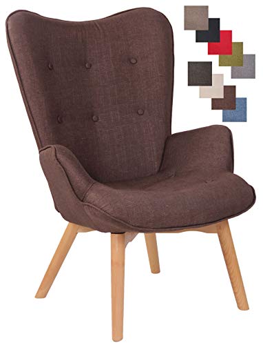 CLP Lounger Durham Mit Stoffbezug I Ohrensessel Mit Buchenholz Gestell I Loungesessel Mit Max. Belastbarkeit Bis 136 kg, Farbe:braun von CLP