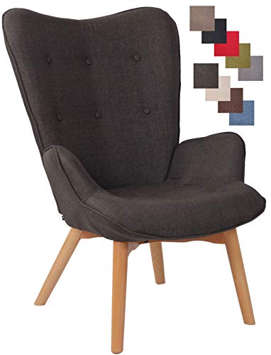 CLP Lounger Durham Mit Stoffbezug I Ohrensessel Mit Buchenholz Gestell I Loungesessel Mit Max. Belastbarkeit Bis 136 kg, Farbe:dunkelgrau von CLP