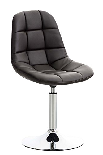 CLP Lounger Emil mit Kunstlederbezug, Esszimmerstuhl mit gestepptem Sitz, Drehstuhl mit Trompetenfuß in Chromoptik, Farbe:braun von CLP