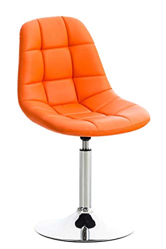 CLP Lounger Emil mit Kunstlederbezug, Esszimmerstuhl mit gestepptem Sitz, Drehstuhl mit Trompetenfuß in Chromoptik, Farbe:orange von CLP