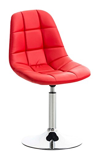 CLP Lounger Emil mit Kunstlederbezug, Esszimmerstuhl mit gestepptem Sitz, Drehstuhl mit Trompetenfuß in Chromoptik, Farbe:rot von CLP