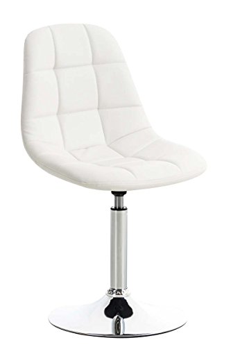 CLP Lounger Emil mit Kunstlederbezug, Esszimmerstuhl mit gestepptem Sitz, Drehstuhl mit Trompetenfuß in Chromoptik, Farbe:weiß von CLP