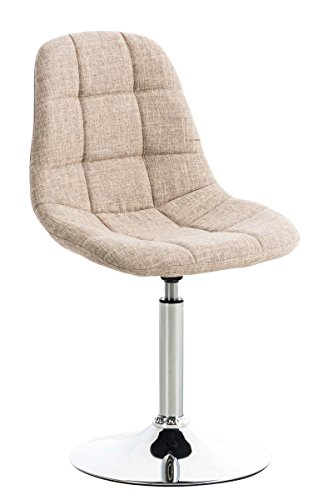 CLP Lounger Emil mit Stoffbezug, Esszimmerstuhl mit gestepptem Sitz, Drehstuhl mit Trompetenfuß in Chromoptik, Farbe:Creme von CLP