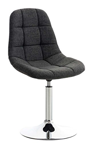 CLP Lounger Emil mit Stoffbezug, Esszimmerstuhl mit gestepptem Sitz, Drehstuhl mit Trompetenfuß in Chromoptik, Farbe:dunkelgrau von CLP