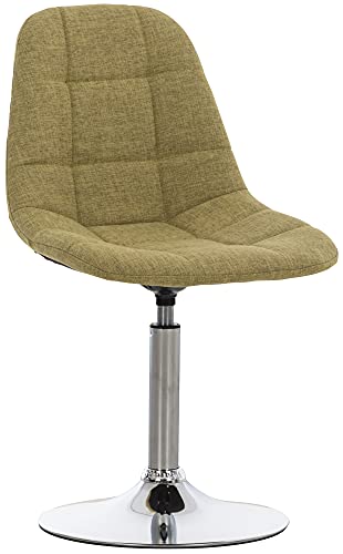 CLP Lounger Emil mit Stoffbezug, Esszimmerstuhl mit gestepptem Sitz, Drehstuhl mit Trompetenfuß in Chromoptik, Farbe:grün von CLP