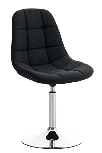 CLP Lounger Emil mit Stoffbezug, Esszimmerstuhl mit gestepptem Sitz, Drehstuhl mit Trompetenfuß in Chromoptik, Farbe:schwarz von CLP
