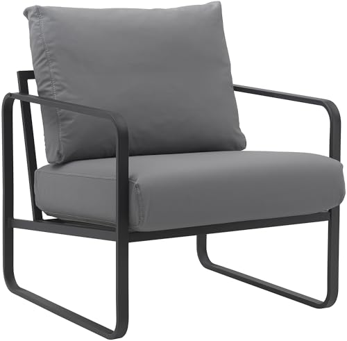 CLP Lounger Manea I Relaxsessel Kunstleder Oder Stoff Bezug I Mit Stabilem Metallgestell I Gepolsteter Clubsessel, Farbe:grau, Material:Kunstleder von CLP