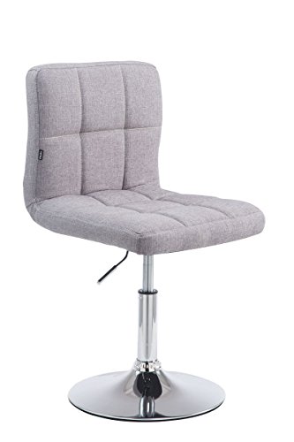 CLP Lounger Palma V2 Stoff I Höhenverstellbarer Polsterstuhl Mit Metallgestell In Chrom-Optik I Drehstuhl Mit Metallgestell, Farbe:grau von CLP
