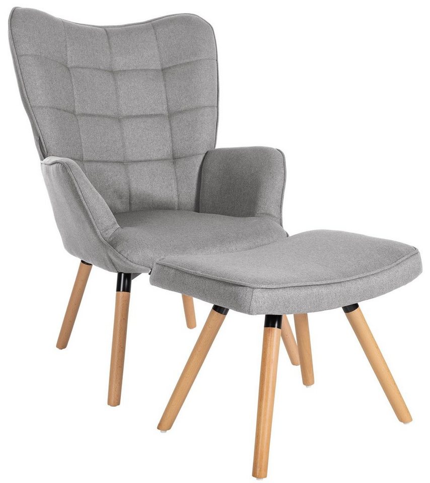 CLP Loungesessel Garding, 2-tlg., Sessel mit Hocker, Stoff-Bezug von CLP