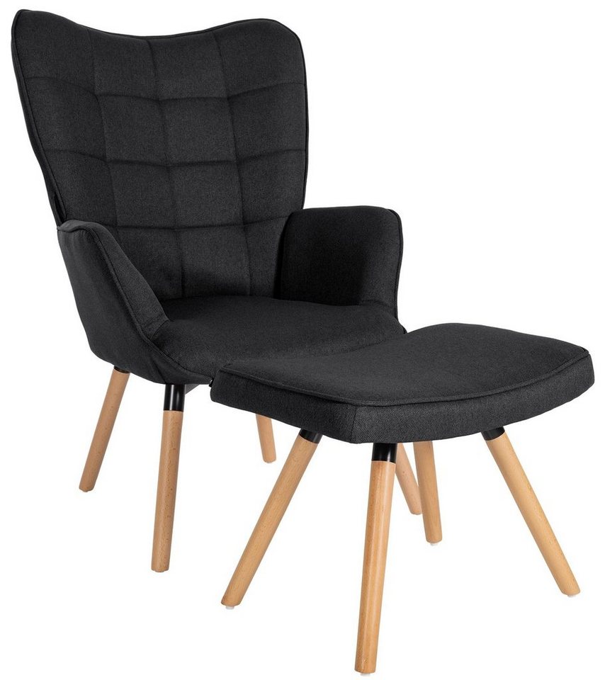 CLP Loungesessel Garding, 2-tlg., Sessel mit Hocker, Stoff-Bezug von CLP