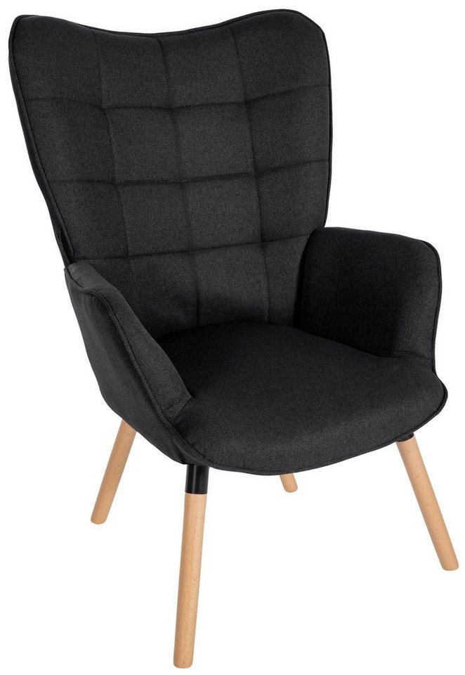 CLP Loungesessel Garding, Stuhl mit Stoff-Bezug und Gestell aus Buchenholz von CLP