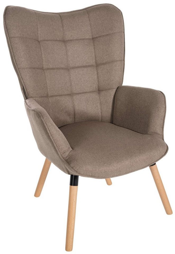 CLP Loungesessel Garding, Stuhl mit Stoff-Bezug und Gestell aus Buchenholz von CLP