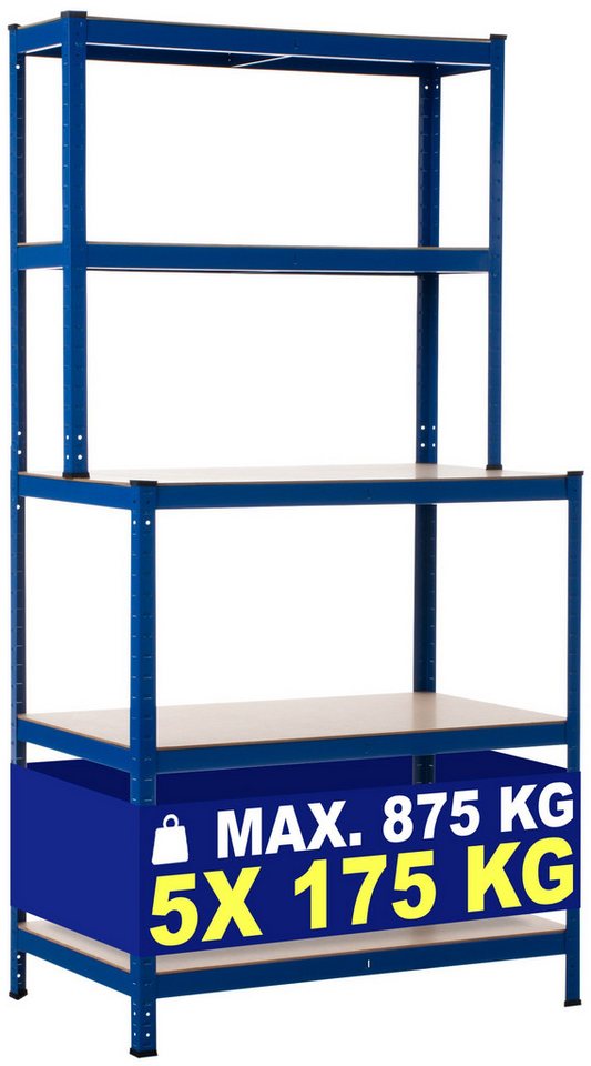 CLP Mehrzweckregal mit Werkbank, Lagerregal mit 875 kg Tragkraft von CLP