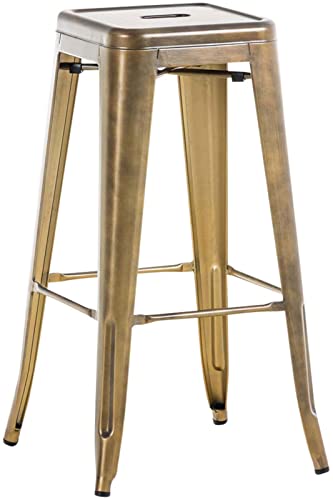 CLP Metall-Barhocker Joshua V2 I Stapelbarer Thekenhocker Mit 76 cm Sitzhöhe I Tresenhocker Mit Fußstütze, Farbe:Gold von CLP