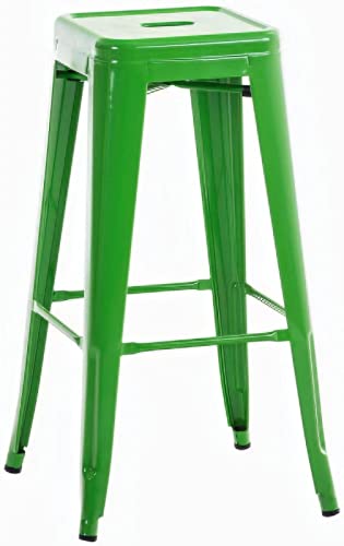 CLP Metall-Barhocker Joshua mit Fußstütze I Stapelbarer Tresenhocker mit Einer Sitzhöhe von: 77 cm I erhältlich, Farbe:grün von CLP