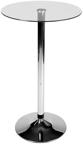 CLP Stehtisch Mit Runder Glas-Tischplatte I Ø 60 cm I Glastisch-Höhe 105 cm, Farbe:klarglas von CLP