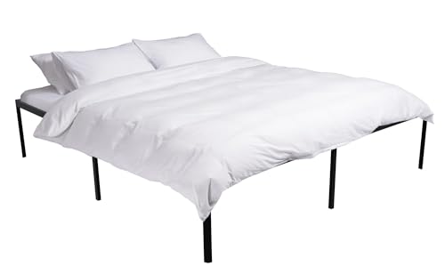 CLP Metallbett Hamlin mit Lattenrost I Stabiles Bettgestell mit Stauraum I Modernes Bett mit belastbarem schwarzem Rahmen, Farbe:schwarz, Größe:200x180x41 cm von CLP