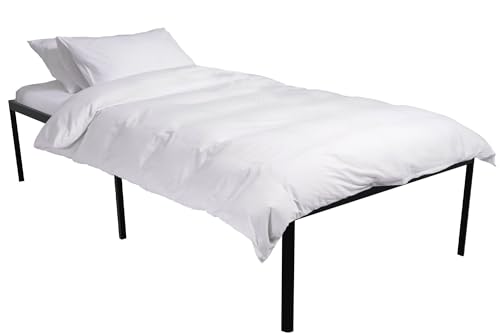 CLP Metallbett Hamlin mit Lattenrost I Stabiles Bettgestell mit Stauraum I Modernes Bett mit belastbarem schwarzem Rahmen, Farbe:schwarz, Größe:200x90x41 cm von CLP