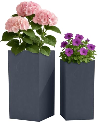 CLP Pflanzkübel groß, 2er Set für außen und innen, Outdoor XXL Blumenkübel eckig, wetterbeständig frostsicher in Steinoptik, Winterfest, Farbe:anthrazit CLP Pflanzkübel groß, 2er Set für außen und innen, Outdoor XXL Blumenkübel eckig, wetterbeständig frostsicher in Steinoptik, Winterfest, Farbe:anthrazit von CLP