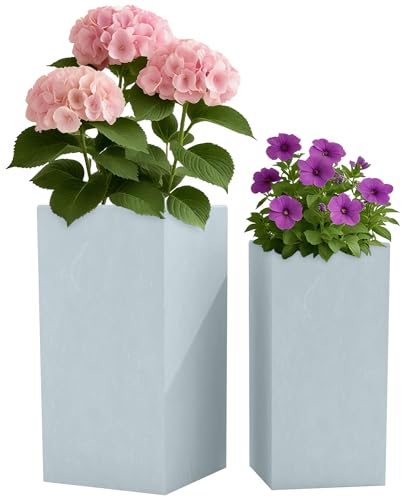 CLP Pflanzkübel groß, 2er Set für außen und innen, Outdoor XXL Blumenkübel eckig, wetterbeständig frostsicher in Steinoptik, Winterfest, Farbe:grau CLP Pflanzkübel groß, 2er Set für außen und innen, Outdoor XXL Blumenkübel eckig, wetterbeständig frostsicher in Steinoptik, Winterfest, Farbe:grau von CLP