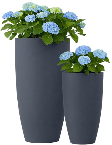 CLP Pflanzkübel groß, 2er Set für außen und innen, Outdoor XXL Blumenkübel rund, wetterbeständig frostsicher in Steinoptik, Winterfest, Farbe:anthrazit CLP Pflanzkübel groß, 2er Set für außen und innen, Outdoor XXL Blumenkübel rund, wetterbeständig frostsicher in Steinoptik, Winterfest, Farbe:anthrazit von CLP