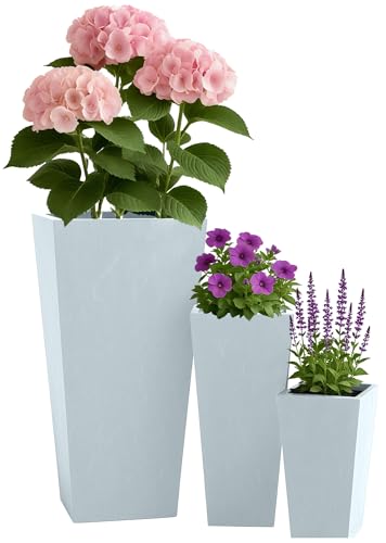 CLP Pflanzkübel groß, 3er Set für außen und innen, Outdoor XXL Blumenkübel eckig, wetterbeständig frostsicher in Steinoptik, Winterfest, Farbe:grau CLP Pflanzkübel groß, 3er Set für außen und innen, Outdoor XXL Blumenkübel eckig, wetterbeständig frostsicher in Steinoptik, Winterfest, Farbe:grau von CLP