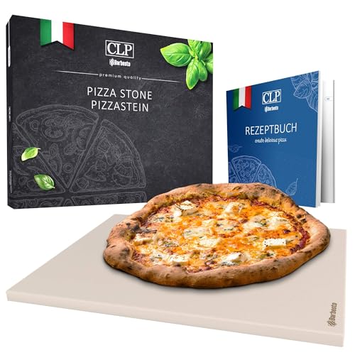CLP Pizzastein eckig aus Cordierit mit Rezeptbuch für Backofen & Grill 38x30 cm I Einzeln oder als Set mit Pizzaschieber und Schneider, Set-Inhalt:Pizzastein CLP Pizzastein eckig aus Cordierit mit Rezeptbuch für Backofen & Grill 38x30 cm I Einzeln oder als Set mit Pizzaschieber und Schneider, Set-Inhalt:Pizzastein von CLP