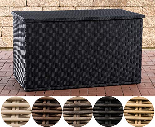 CLP Polyrattan Auflagenbox Comfy Ø 5 MM I 320 oder 785 Liter I Für Gartenpolster I Wasserdicht, Farbe:schwarz, Größe:125 cm von CLP