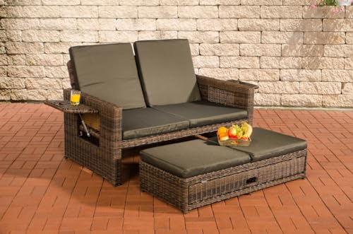 CLP Polyrattan 2er-Loungesofa Ancona 5mm I Rundrattan Garten-Sofa Mit Ausziehbarem Fußteil Und Verstellbarer Rückenlehne I, Farbe:braun-meliert, Polsterfarbe:Anthrazit CLP Polyrattan 2er-Loungesofa Ancona 5mm I Rundrattan Garten-Sofa Mit Ausziehbarem Fußteil Und Verstellbarer Rückenlehne I, Farbe:braun-meliert, Polsterfarbe:Anthrazit von CLP