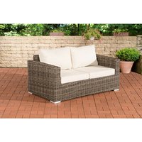 CLP - Polyrattan 2er-Sofa Bilbao / Madeira grau-meliert cremeweiß von CLP