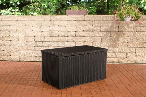 CLP Polyrattan-Aufbewahrungsbox | Gartentruhe für Kissen und Auflagen | In verschiedenen Größen und Farben erhältlich, Farbe:schwarz, Größe:XL von CLP