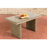 Polyrattan Esstisch La Gomera Klarglas 120/140/160 cm natura 140 cm von CLP