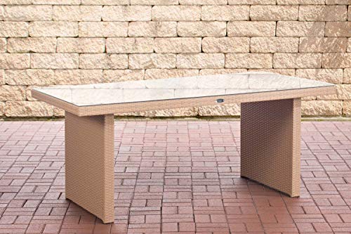 CLP Polyrattan Tisch Avignon I Gartentisch Aus Flachrattan I Esstisch In Verschiedenen Größen, Farbe:Sand, Größe:180 cm von CLP