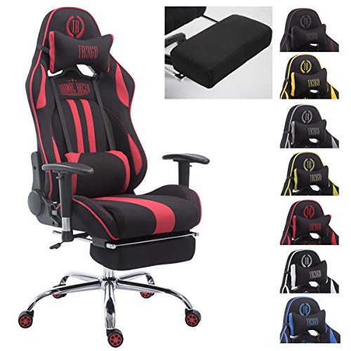 CLP Racing Bürostuhl Limit mit Stoffbezug I Gamingstuhl mit Metallgestell I Schreibtischstuhl mit Laufrollen I erhältlich schwarz/rot, mit Fußstütze von CLP