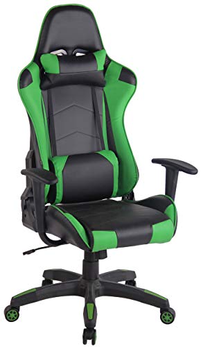 CLP Gaming Bürostuhl Miracle Mit Kunstlederbezug | Höhenverstellbarer Gamingstuhl Mit Leichtlaufrollen Erhältlich, Farbe:schwarz/grün von CLP