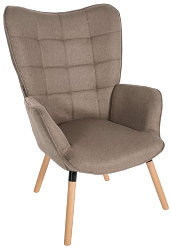 CLP Relaxsessel Garding I Komfortabler Polstersessel Mit Stoff-Bezug, Farbe:Taupe von CLP