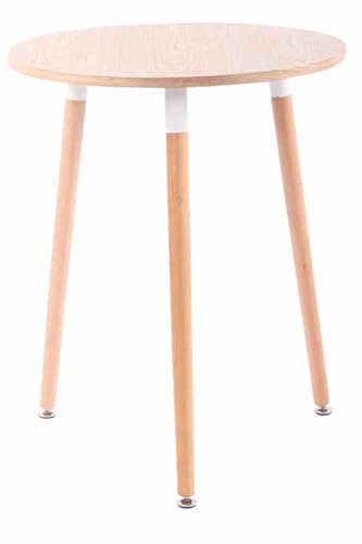 CLP Retro-Design Küchentisch Amalie mit 3 Holzbeinen I I rund Ø 60 cm I Tischhöhe 75 cm, Farbe:Natur, Gestell Farbe:Natur von CLP