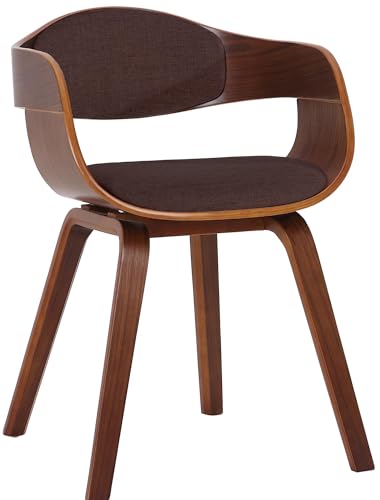 CLP Esszimmerstuhl ergonomisch Kingston,Lehnstuhl mit umlaufender Rückenlehne, Holzgestell belastbar bis 150 kg, Farbe:walnuss/braun von CLP