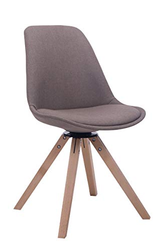 CLP Retrostuhl Troyes Square Mit Stoffbezug Und Hochwertiger Polsterung I Drehbarer Stuhl Mit Schalensitz Und Massiven Holzbeinen, Farbe:Taupe, Gestell Farbe:Natur von CLP