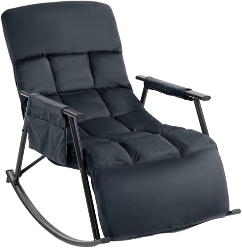 CLP Schaukelstuhl Cathy I Gepolsterter Relaxsessel I Schaukelsessel mit Rückenlehne I Metallgestell mit Armlehnen und Seitentasche, Farbe:schwarz, Material:Samt CLP Schaukelstuhl Cathy I Gepolsterter Relaxsessel I Schaukelsessel mit Rückenlehne I Metallgestell mit Armlehnen und Seitentasche, Farbe:schwarz, Material:Samt von CLP